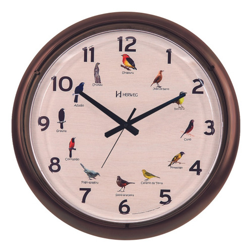 Relógio Parede Canto Dos Pássaros 40cm Herweg 660130