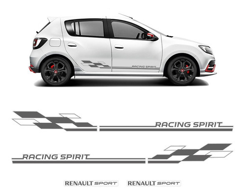 Faixa Sandero Racing Spirit + Adesivo Renault Sport Grafite