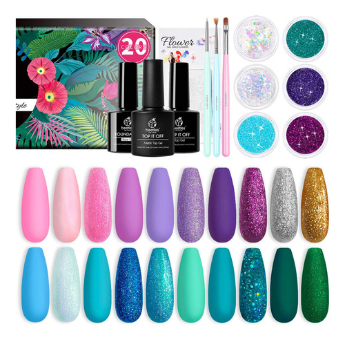 Kit De Esmaltes De Uñas De Gel Beetles Mermaid, 20 Colores.