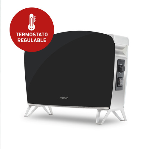 Vitroconvector Peabody Doble Vidrio 1500w Negro Pe-bvc15 P1