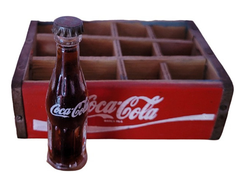 Cajón De Botellitas Coca Cola Borde Redondeado Y Coca Mini