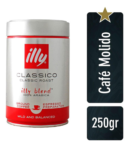 Cafe Illy Molido Tostado Clásico Lata 250 Gr