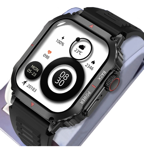 Reloj inteligente GPS para hombre, pulsera Compass Sport, color negro, silicona