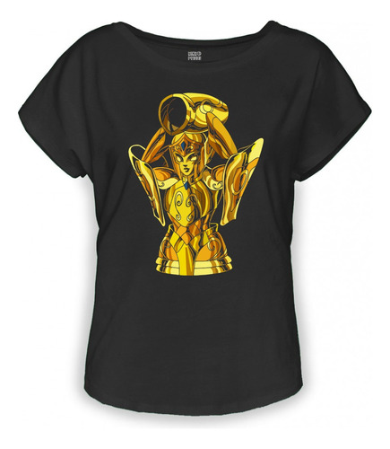 Playera Negra Dama Armadura Dorada Acuario Saint Seiya 1043