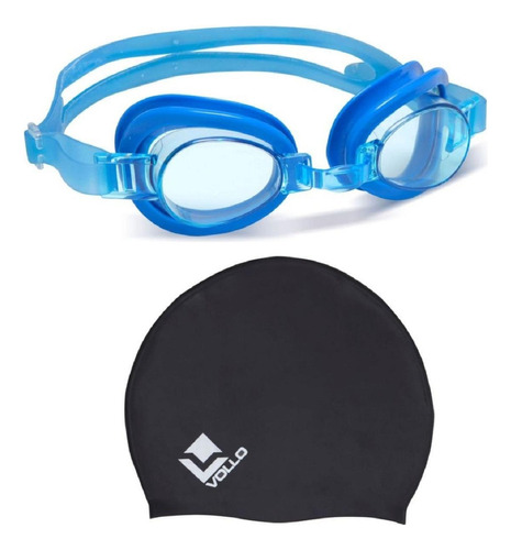 Óculos De Natação Junior Classic Azul Vollo+touca De Natação