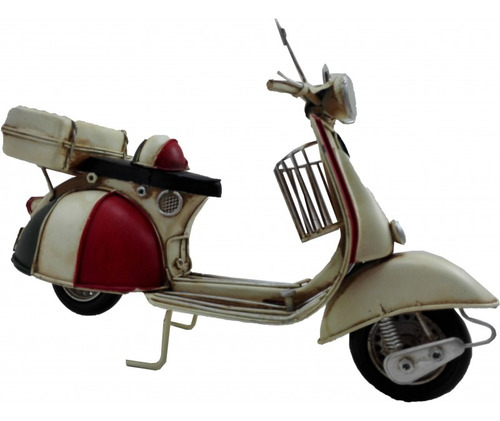 Adorno Replica Moto Scooter Escala 27x10x16,5 Cm Crema