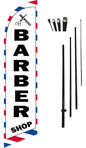 Bandera Publicitaria Barber Shop 4.2mts # 83 Con Mástil