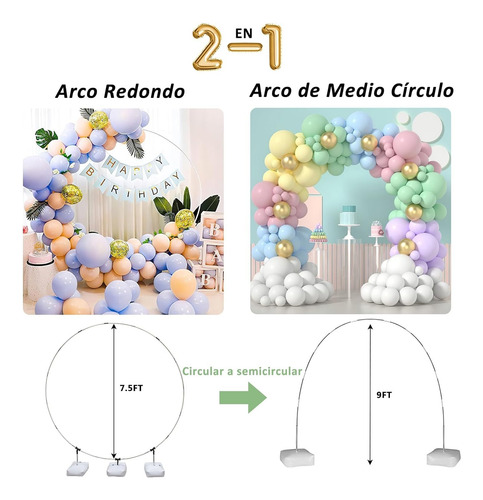 Arcos Para Globos Completo Redondo Metal Desarmable 2m