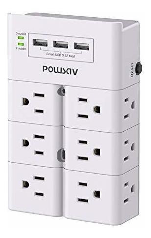 Powsav Soporte Pared Extensor 12 3 Puerto Usb Smart Total