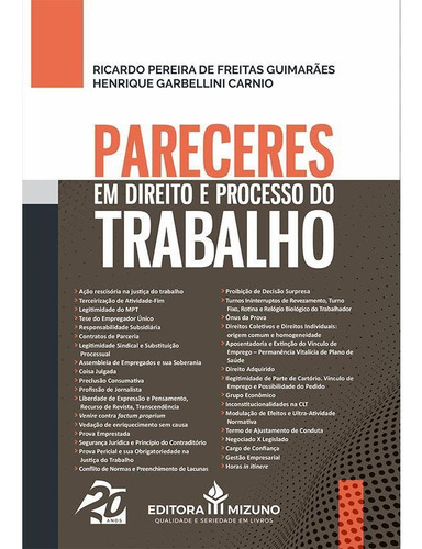 Pareceres Em Direito E Processo Do Trabalho