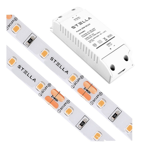 Fita Led Eco 5w/m Stella Rolo 5m Sth7804/27 + Fonte 25w 12v