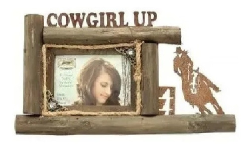 Porta Retrato Feminino Country Importado Cowgirl Up Tambor