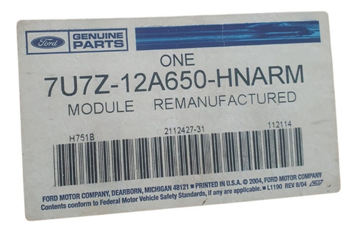 Ecu Ford Edge Mkx Remanufacturada By Ford 7u7z 12a650-hnarm (Reacondicionado)