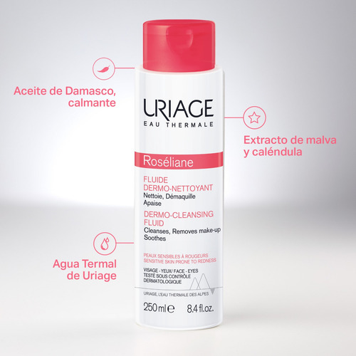 Roséliane Fluido Dermo-limpiador 250 Ml De Uriage