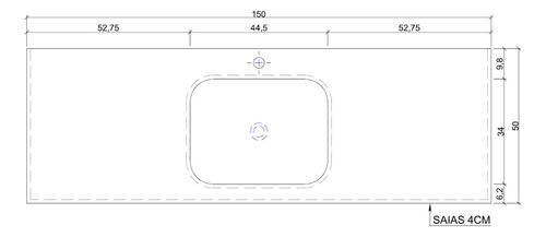 Bancada Para Banheiro Com Cuba Em Ssm Corian 150cm