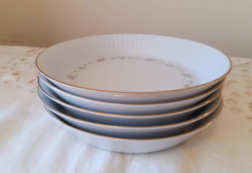 5 Platos Hondos  Usados Porcelana Tsujji De Los 70 P/ Pastas