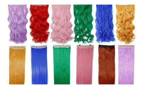 ¡ Extensión De Kanekalon Blanco Cortina Cabello Ondulada !!