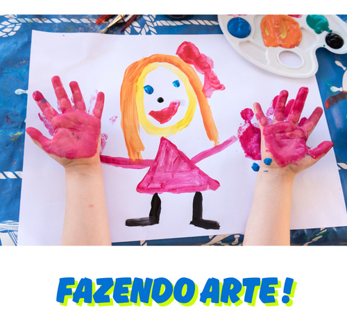 Kit 2 Caixas De Tintas Para Pintura A Dedo 6 Cores E Avental Branco