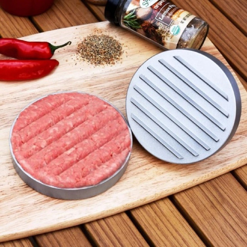 Modelador Prensa Hamburguer Aluminio Cabo Madeira Ø 11 Cm Cor Prateado Cabo Madeira