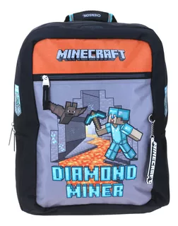 Mochila Chenson Original Mochila Escolar Grande Minecraft Diamond Miner Reforzada Alta Durabilidad Ideal Primaria Y Secundaria Survivial Diamante Msi