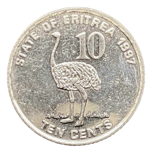 Eritrea - 10 Cents - Año 1997 - Km #45 - Africa - Avestruz
