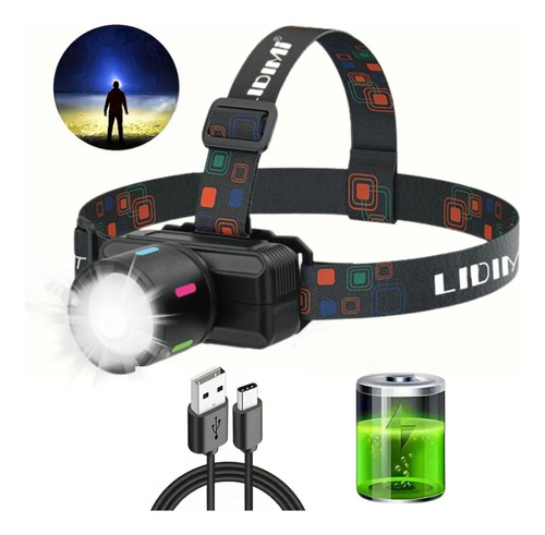 Linterna De Cabeza Led Lidimi 10w Recargable Usb-c