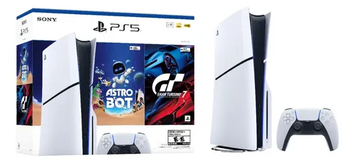 Sony Playstation 5 Consola Slim Standard + Juego Astro Bot Y Gt7 Blanco