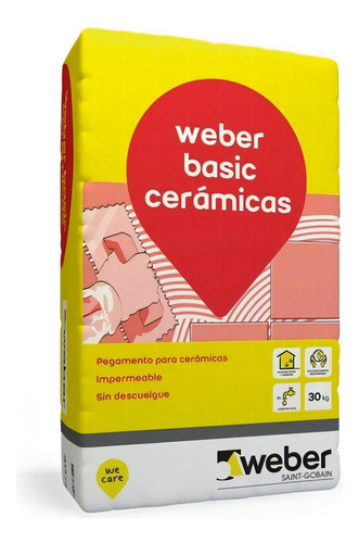 Pegamento Weber Basic Cerámicas Impermeable Bolsa 25kg 1ra