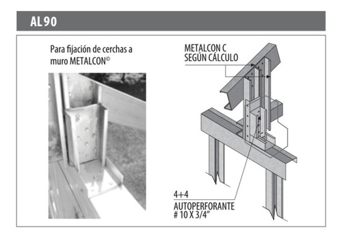 Anclaje Cerchas Metalcon Al 90 H=100mm X 10 Un
