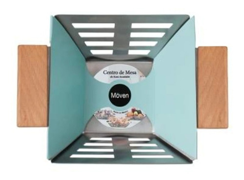 Centro Mesa Multiuso Frutero Acero Inox Madera Huevera Cesta