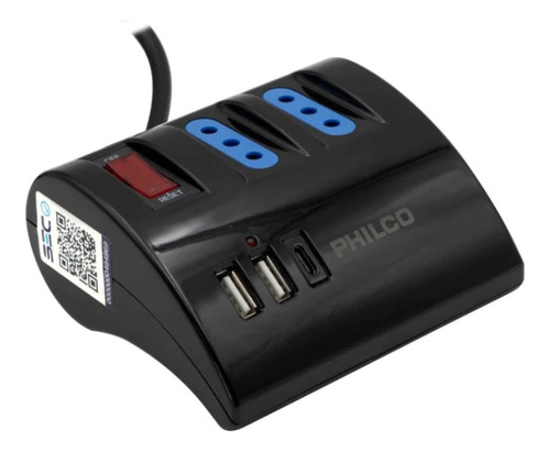 Alargador De Escritorio Sobrevoltaje Usb/usb-c Color Negro