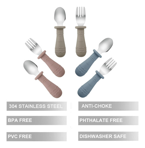 Pandaear Cucharas De Silicona Para Bebés Y Utensilios Para N