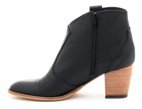 Botas Texanas Caña Corta Cuero Cierre Taco 6 Cm Mujer