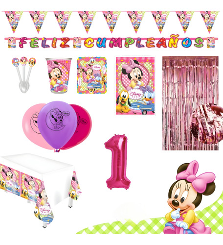 Kit Infantil Decoración Fiesta - Baby Minnie Mouse X20 Inv