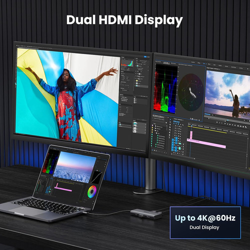 Revodok 6 En 1 Usb C 2 Hdmi Dual 4k 60hz 8k 30hz 100w Ugreen