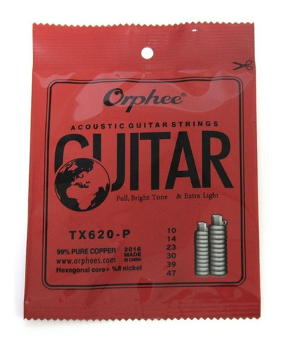 Encordado Orphee Tx620p 99% Cobre Para Acustica 010-047