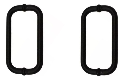 2 Jaladera Tubular Tipo C 30 Cm Negro Para Puerta De Vidrio