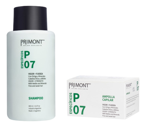 Primont Shampoo + Ampollas P 07 Ortiga Cabello Fino Y Débil