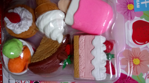Kit 6 Borrachas Iwako Formato De Doces Sorvetes Bolos