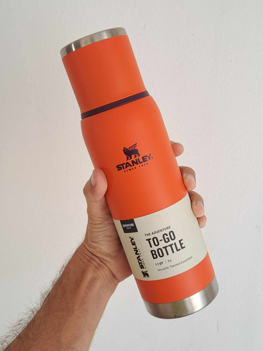 Termo Stanley 1 Litro Con Pico System Matero Cebador Mate 1l Naranja - Pico Blanco