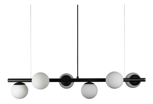 Lustre Pendente Figo Com 6 Globos Esfera De Vidro - Preto