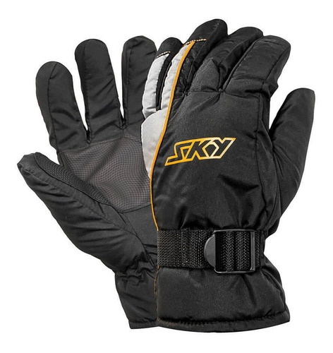 Luva Motociclista 100% Impermeável Térmica Sky Moto Cor Preto/Laranja Tamanho P