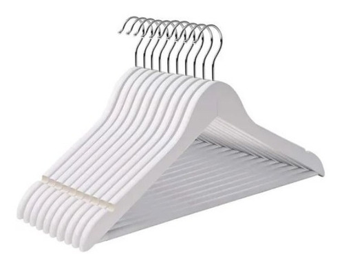 Imagen 10 de 10 de Perchas De Madera Color Blanco Lustradas X 50 Unidades