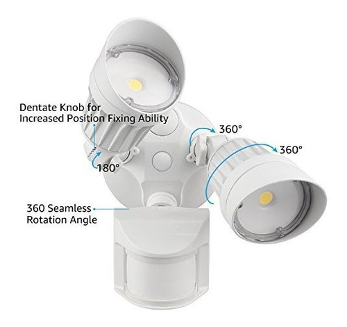 Seguridad Led Sensor Circular 2 Cabezal 20w 3 30w.