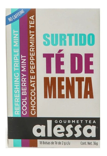 Alessa Té Gourmet Variedades Con Menta Surtido 18 Tea Bags