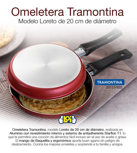 Imagen 4 de 6 de Sartén Doble Tortillero Omeletera Tramontina Loreto 20cm Loi