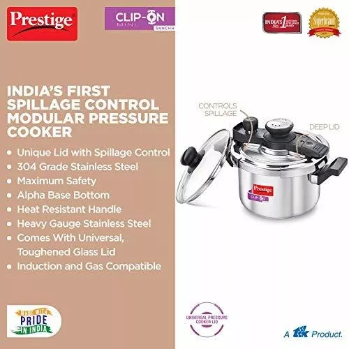 Prestige Svachh Mini olla a presión de acero inoxidable de 3 litros