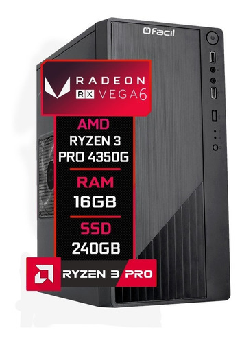 Computador Fácil Amd Ryzen 3 Pro 4350g 16gb Vega 6 Ssd 240gb