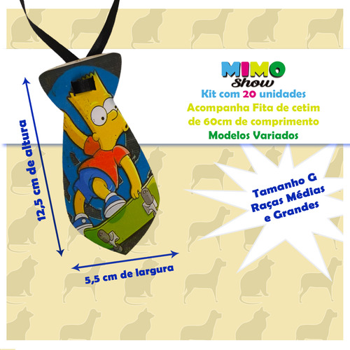 Kit20 Gravatas Tam G Pet Eva Simpsons Personagens Cão E Gato