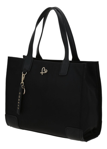 Bolso Gorétt Tipo Satchel Textil Básico Gorétt Estela P25 Negro Lisa Oro Negro